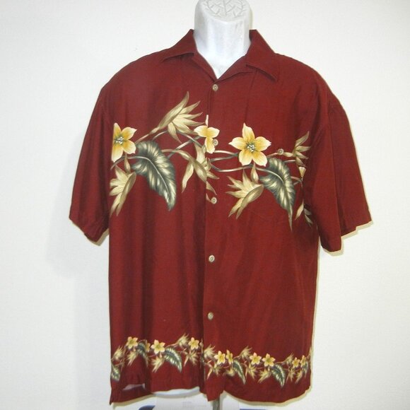 BAMBOO Cay Other - Bamboo Cay Hawaii Blend Embroidered Short Sleeve Button Up Shirt Men Size Medium